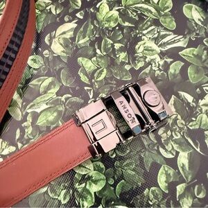 Anson Tan Leather Ratchet Belt with Silver Buckle